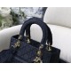 Replica Borsa Cannage ricamata Christian Dior Medium Lady D-Lite nera