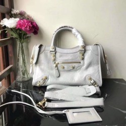 Replica Balenciaga Classic Metallic Edge City Borsa agnello con fessure per sabbiatura Beige