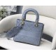 Replica Borsa a spalla ricamata Christian Dior Medium Lady D-Lite blu