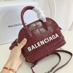 Replica Borsa a tracolla Balenciaga Ville XXS con manico in pelle stampa coccodrillo Claret