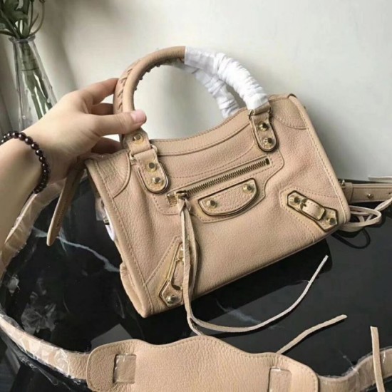 Replica Borsa Balenciaga Classic Metallic Edge City agnello Albicocca