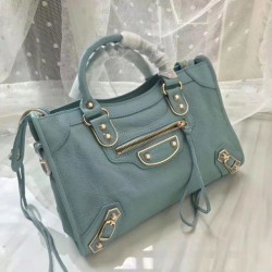 Replica Borsa Balenciaga Classic Metallic Edge City agnello azzurra
