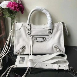 Replica Borsa Balenciaga Classic Metallic Edge City agnello bianca