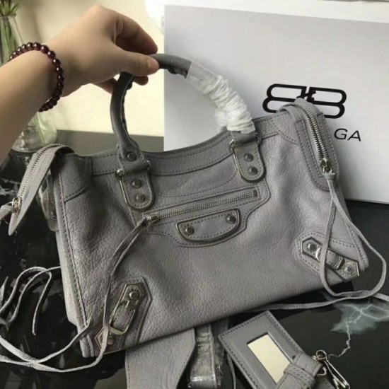 Replica Borsa Balenciaga Classic Metallic Edge City agnello grigia
