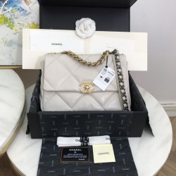 Replica Borsa Large 19 in lana tweed con patta AS1161 AS1160 Beige