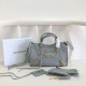 Replica Borsa da città Balenciaga Classic con bordo metallizzato azzurro