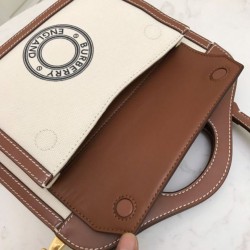 Replica Borsa logo Burberry tasca in tela con marrone