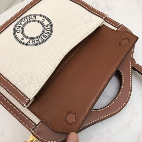 Replica Borsa logo Burberry tasca in tela con marrone
