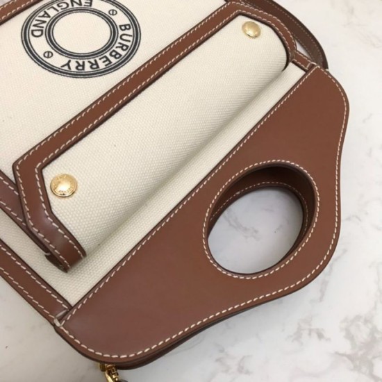 Replica Borsa logo Burberry tasca in tela con marrone