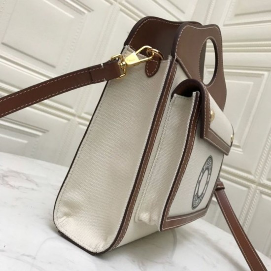 Replica Borsa logo Burberry tasca in tela con marrone