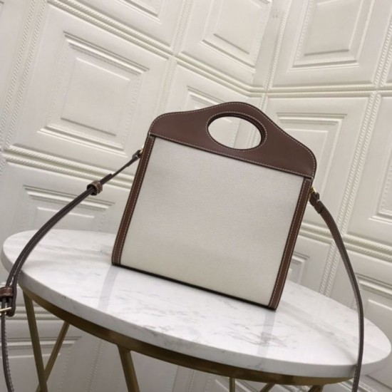 Replica Borsa logo Burberry tasca in tela con marrone