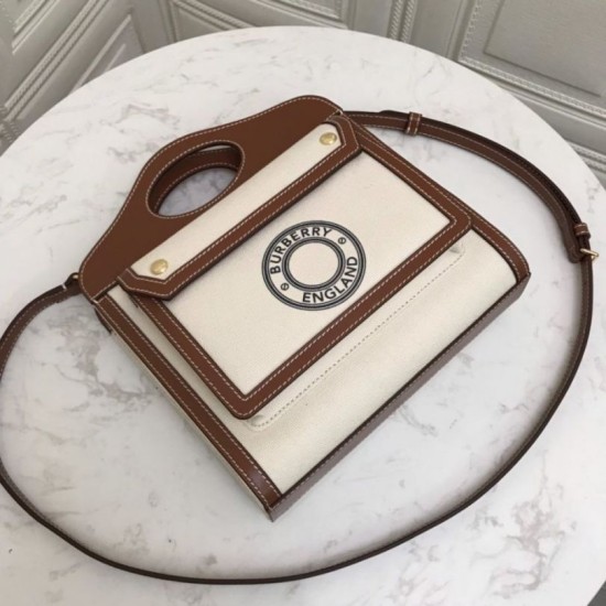 Replica Borsa logo Burberry tasca in tela con marrone