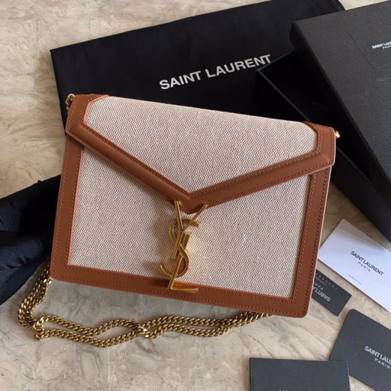 Replica YSL Saint Laurent Cassandra Monogram Clasp Bag Marrone