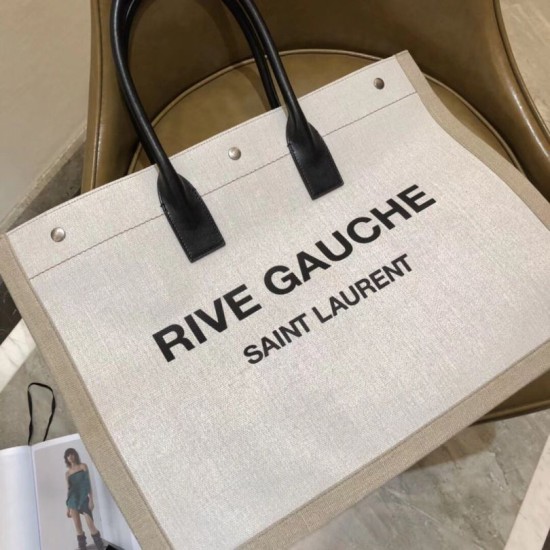 Replica Borsa tote YSL Saint Laurent Rive Gauche Beige