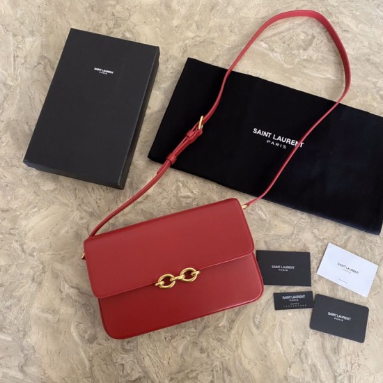 Replica YSL Saint Laurent Le Maillon Satchel Bag Rosso Replica YSL Saint Laurent Le Maillon Satchel Bag Rosso