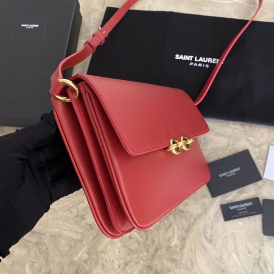 Replica YSL Saint Laurent Le Maillon Satchel Bag Rosso Replica YSL Saint Laurent Le Maillon Satchel Bag Rosso