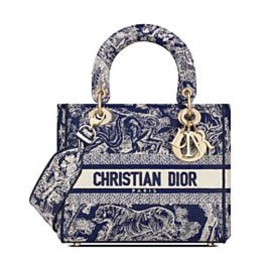 Replica Borsa Christian Dior Medium Lady D-Lite blu scuro