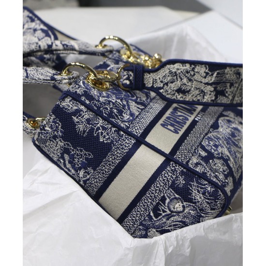 Replica Borsa Christian Dior Medium Lady D-Lite blu scuro