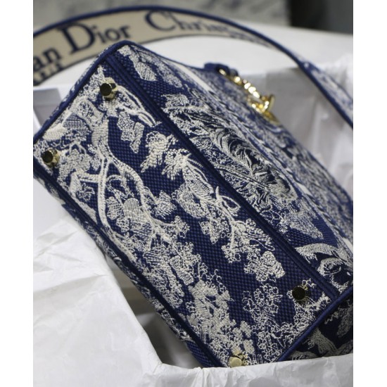 Replica Borsa Christian Dior Medium Lady D-Lite blu scuro