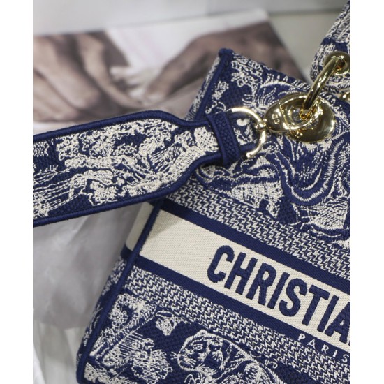 Replica Borsa Christian Dior Medium Lady D-Lite blu scuro