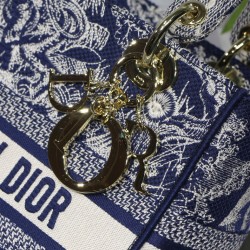 Replica Borsa Christian Dior Medium Lady D-Lite blu scuro