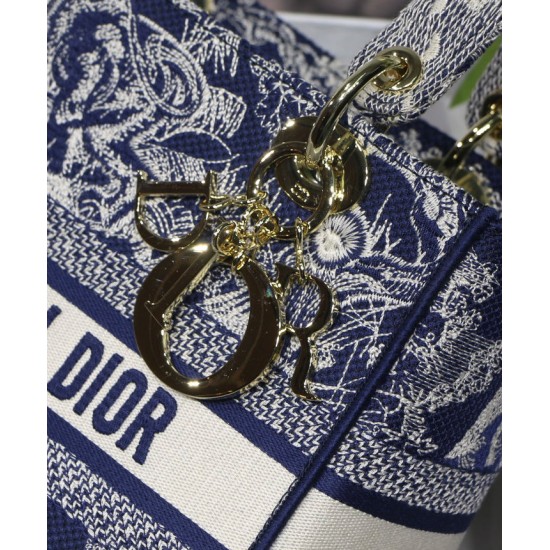 Replica Borsa Christian Dior Medium Lady D-Lite blu scuro