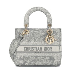 Replica Borsa Christian Dior Medium Lady D-Lite grigia