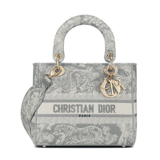 Replica Borsa Christian Dior Medium Lady D-Lite grigia