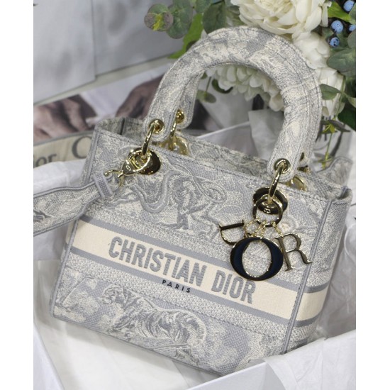 Replica Borsa Christian Dior Medium Lady D-Lite grigia