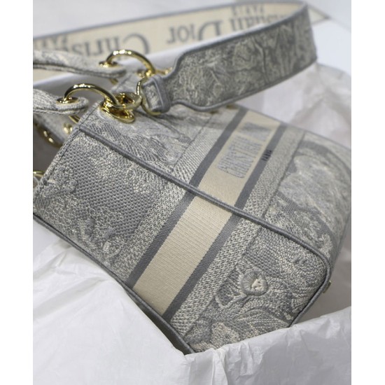 Replica Borsa Christian Dior Medium Lady D-Lite grigia