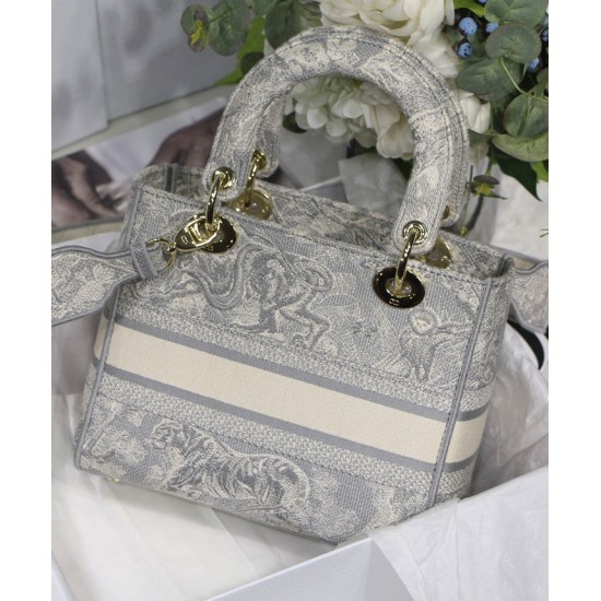 Replica Borsa Christian Dior Medium Lady D-Lite grigia