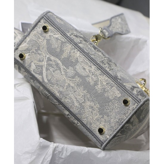 Replica Borsa Christian Dior Medium Lady D-Lite grigia