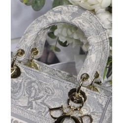 Replica Borsa Christian Dior Medium Lady D-Lite grigia