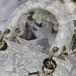 Replica Borsa Christian Dior Medium Lady D-Lite grigia