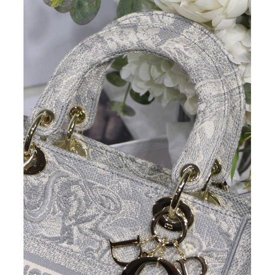 Replica Borsa Christian Dior Medium Lady D-Lite grigia