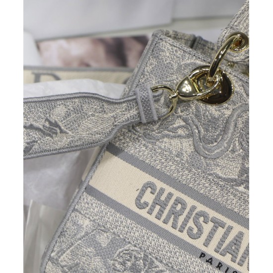 Replica Borsa Christian Dior Medium Lady D-Lite grigia