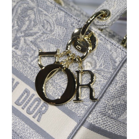 Replica Borsa Christian Dior Medium Lady D-Lite grigia