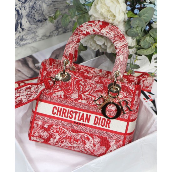Replica Borsa Christian Dior Medium Lady D-Lite Rossa