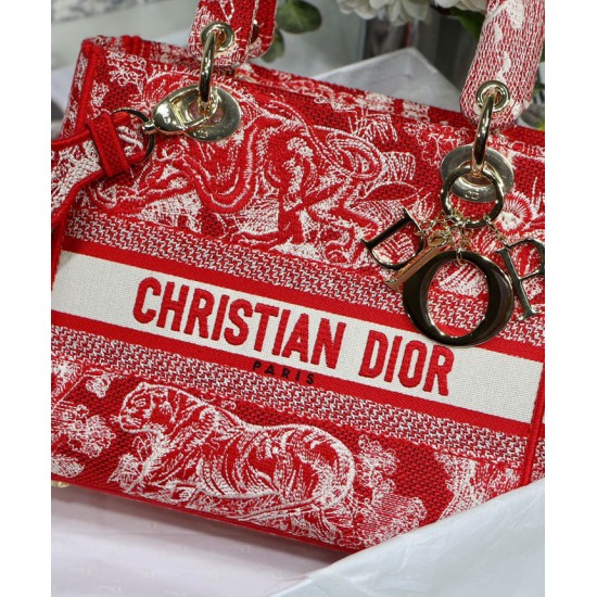 Replica Borsa Christian Dior Medium Lady D-Lite Rossa