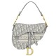 Replica Borsa Christian Dior Saddle Original Oblique in tela ricamata grigia