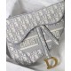 Replica Borsa Christian Dior Saddle Original Oblique in tela ricamata grigia