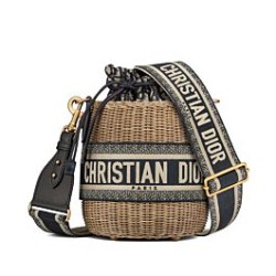 Replica Borsa a secchiello in vimini Christian Dior Albicocca