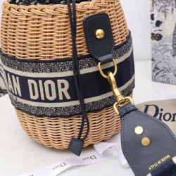 Replica Borsa a secchiello in vimini Christian Dior Albicocca