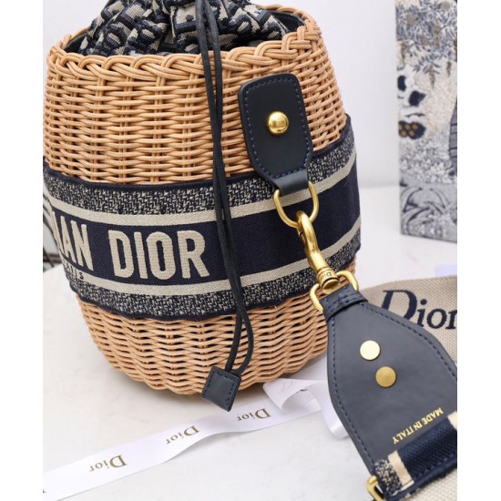 Replica Borsa a secchiello in vimini Christian Dior Albicocca