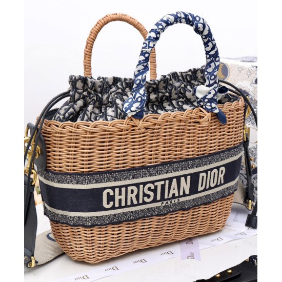 Replica Christian Dior Borsa Basket Vimini Albicocca