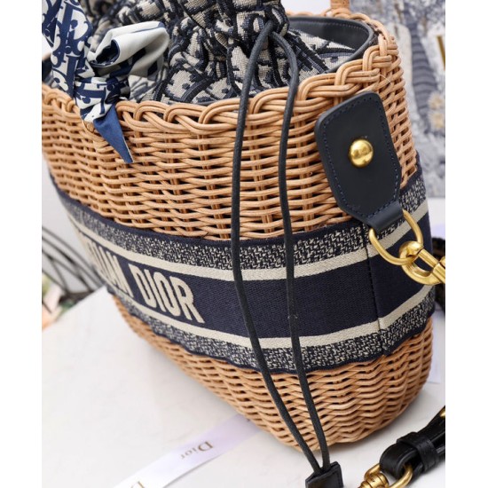 Replica Christian Dior Borsa Basket Vimini Albicocca
