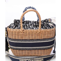 Replica Christian Dior Borsa Basket Vimini Albicocca