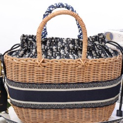 Replica Christian Dior Borsa Basket Vimini Albicocca