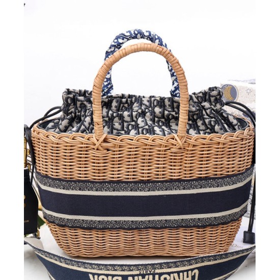 Replica Christian Dior Borsa Basket Vimini Albicocca