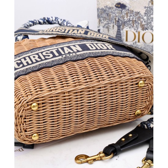 Replica Christian Dior Borsa Basket Vimini Albicocca